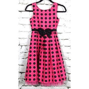 YOUNGLAND Girl's Polka Dot Taffeta Crinoline Midi Dress Party Size 10
